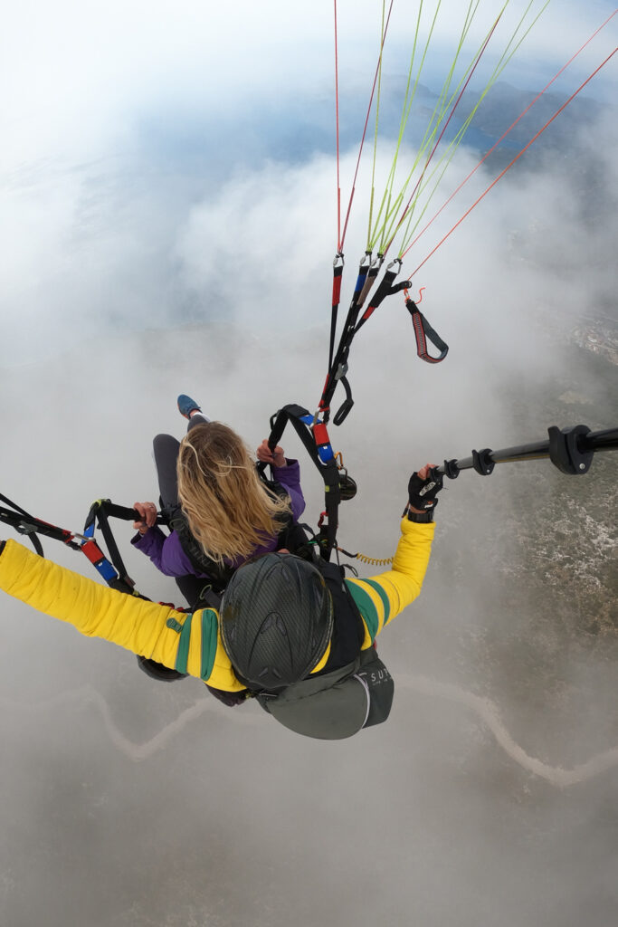 Paragliding in clouds